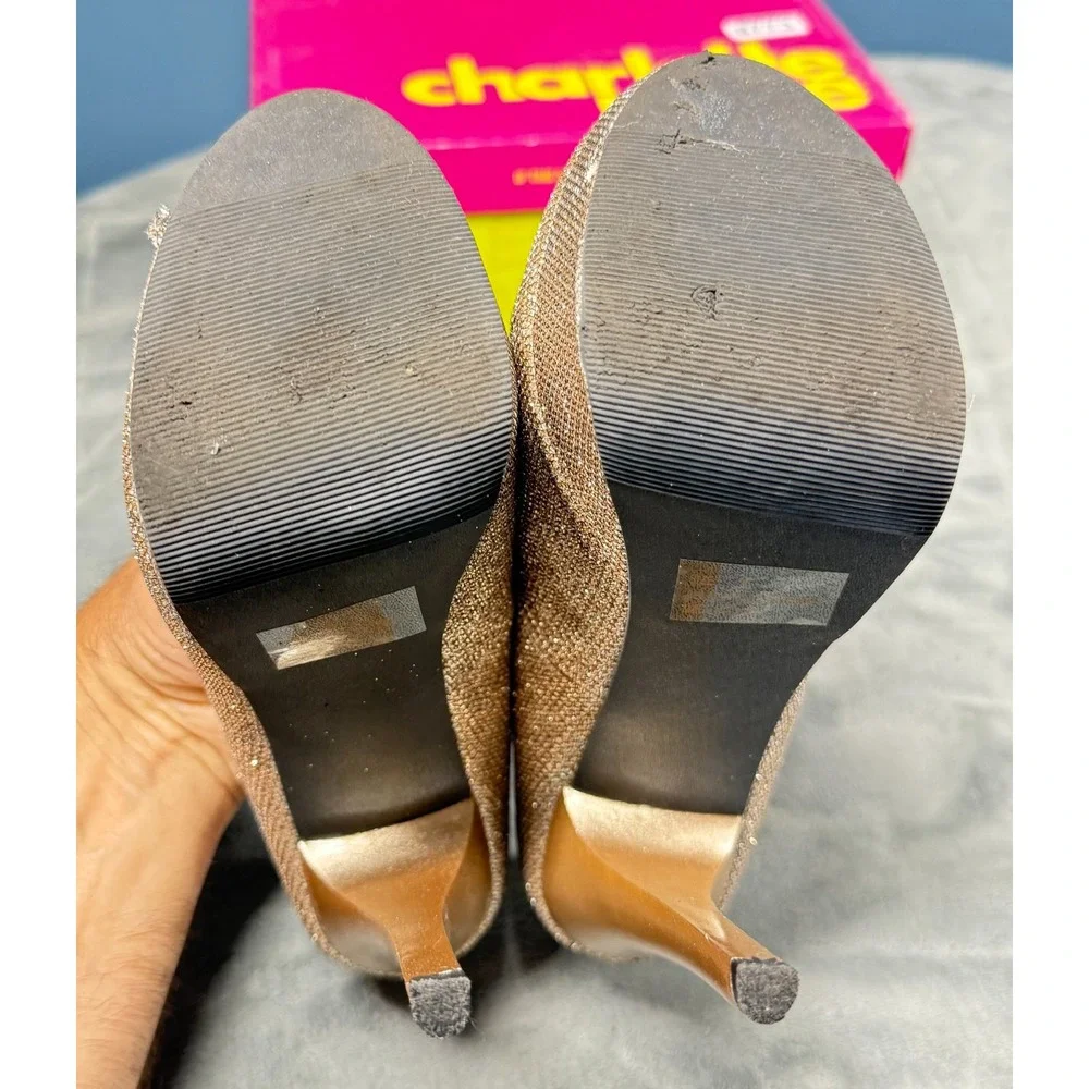 Charlotte Russe Sin-01 Womens 6 Champagne Glitter Platform Pump Heels